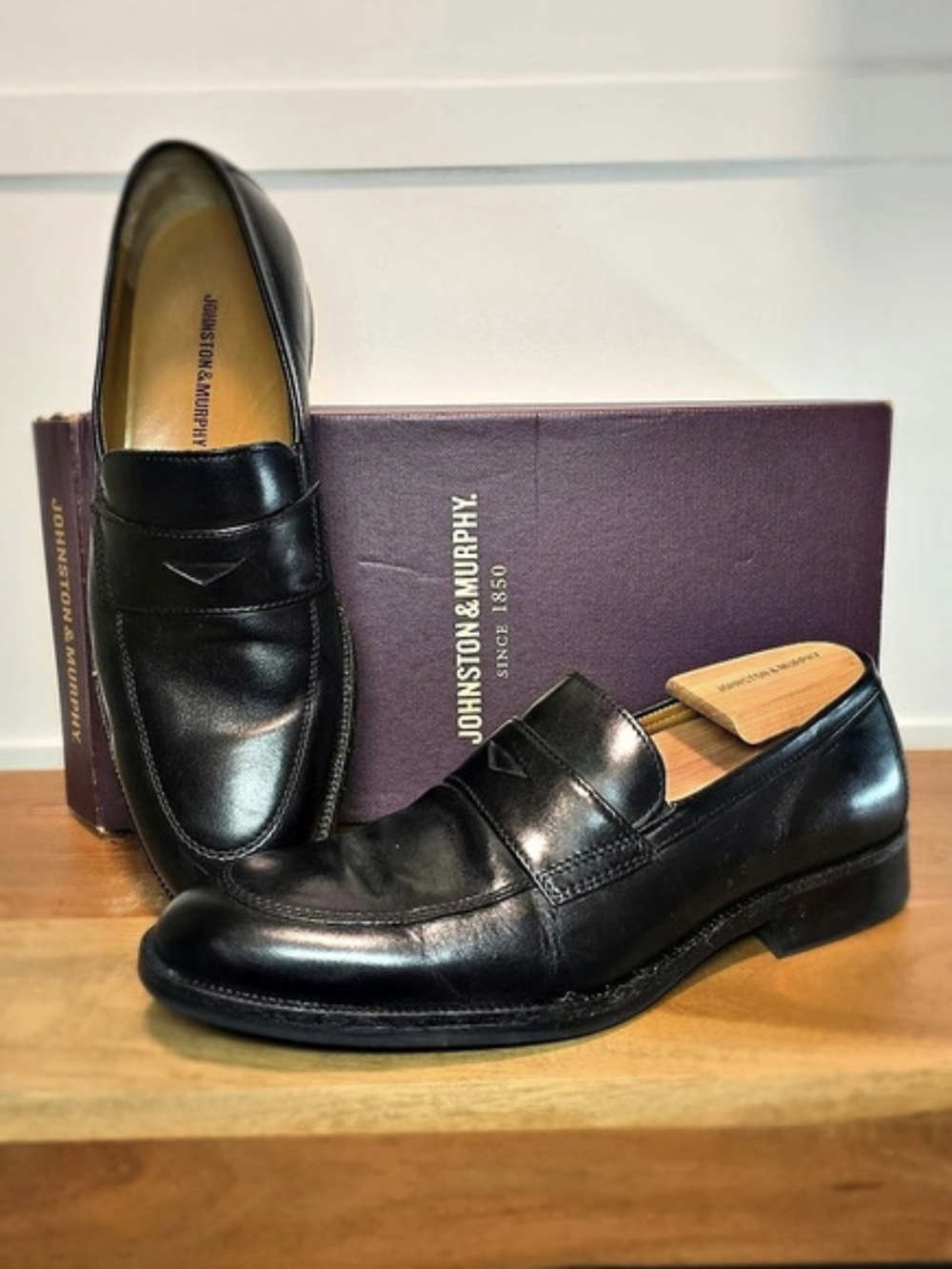 Johnston & Murphy Men's Alcott Penny Loafers Black US 9 M